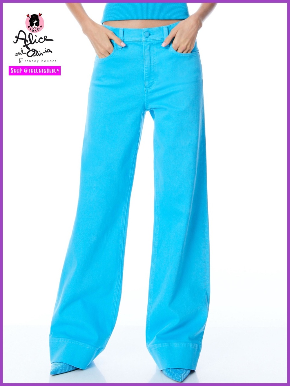 Alice + Olivia Sofia High Rise Bright Blue Boyfriend Jeans